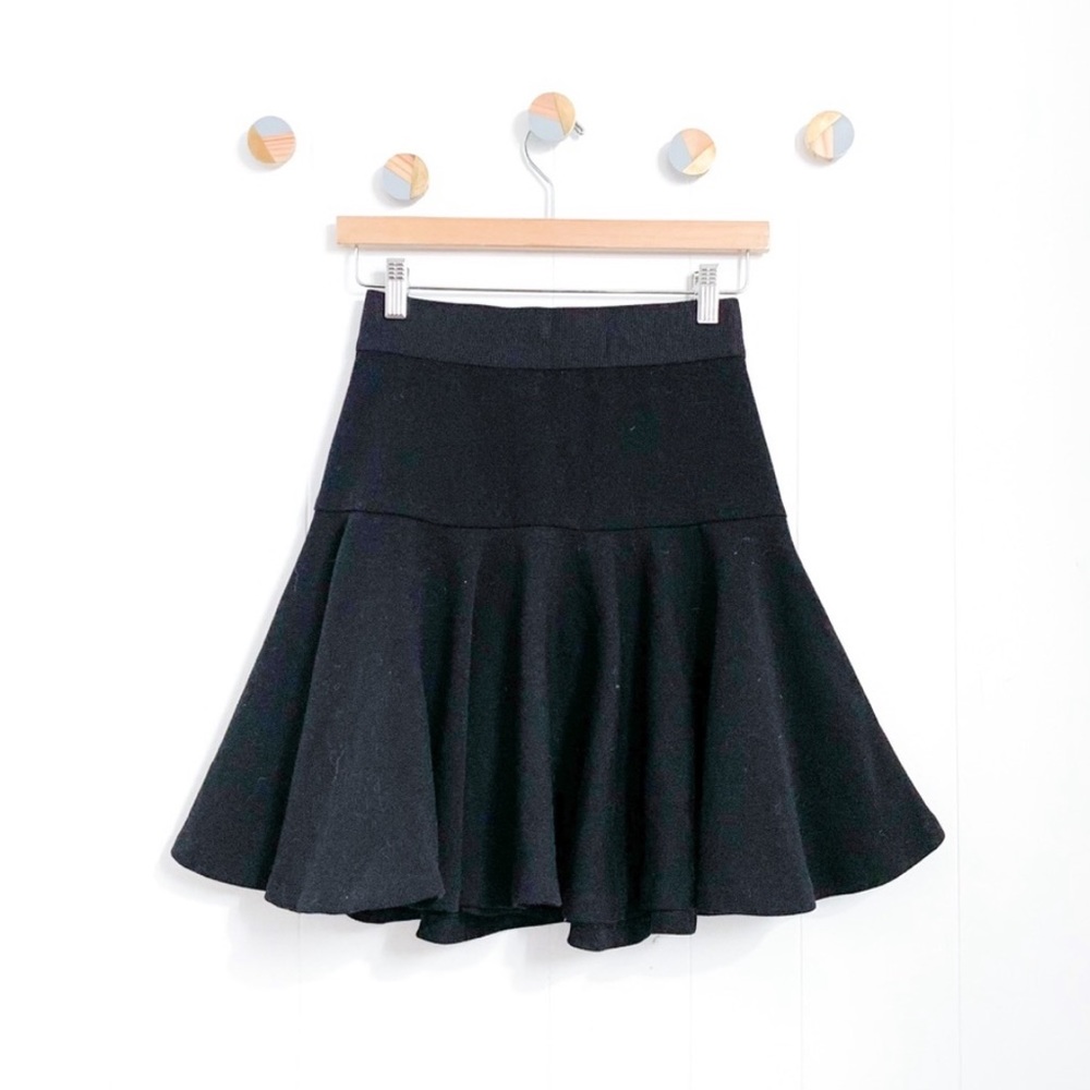 Milly Crepe Flare Flounce Skirt Black
